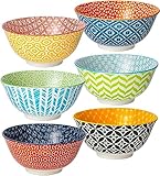 6 Pack Ceramic Cereal Bowls, 23 Oz Colorful Soup Bowls for Kitchen, Porcelain Deep Bowls Set for Soup, Salad, Pasta, Rice, Ice Cream and Oatmeal, Microwave Dishwasher Safe