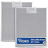 VIOKS Set of 2 Grease Filters Cooker Hood Filter Metal 310 x 250 mm Replacement for Extractor Hood Filter Bosch 00353110/353110 & Recirculation Extractor Filter for Constructa Cooker Hood Bosch and