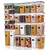 Vtopmart 32pcs Airtight Food Storage Container Set, kitchen Storage & Organisation, BPA-Free Pantry Organiser Plastic Food Containers with Lids for Cereal, Flour and Sugar, Includes 32 Labels